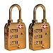 2 x High Security 3-Dial TSA Combination Luggage Locks With SEARCHCHECK (GOLD)