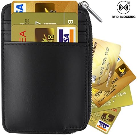 MCOCEAN RFID Blocking Wallet - Mini Genuine Leather Credit Card Protector Holder