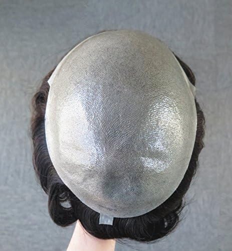 Hair Replacement System for Men Hairpieces All Thin Skin Toupee Indian Remy Virgin Hair Natural Men's Wig Darkest Brown Color#1b