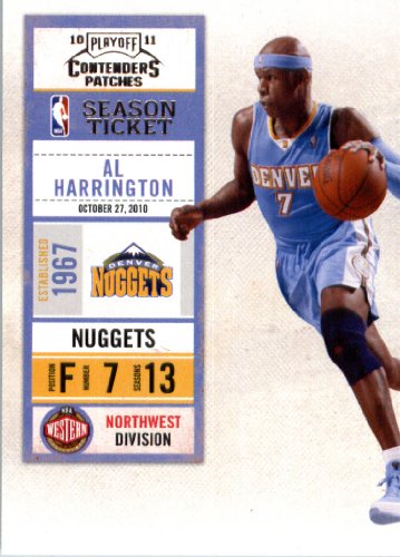 2010 11 Playoff Contenders Plates & Patches Basketball Card # 19 Al Harrington Denver Nuggets In a Protective Screwdown Display Case!