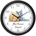 Yellow Labrador Retriever Puppy and Gray & White Kitten JP Dog Wall Clock by WatchBuddy Timepieces (Black Frame)