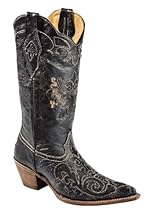 Hot Sale Corral Boot Women's Vintage Lizard Inlay Black Vintage Leather Boots (10) (7.5)