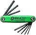 Bondhus 12638 GorillaGrip Set of 8 Tamper Resistant Star Fold-up Keys, sizes TR9-TR40