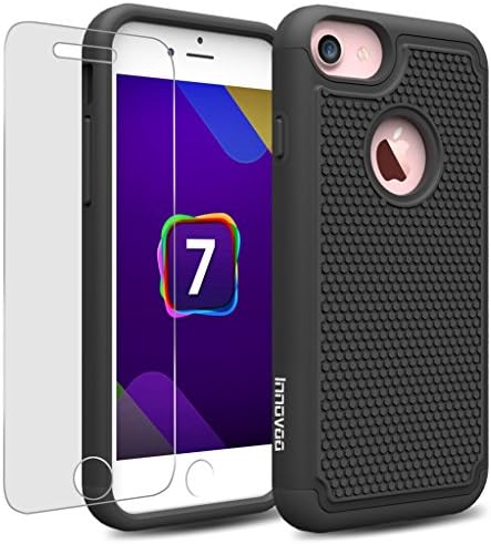 Apple iPhone 7 Case, INNOVAA Smart Grid Defender Armor Case W/ Free Screen Protector & Touch Screen Stylus Pen - Black