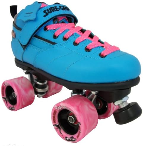 Rebel Twister Blue Speed Skates - Pink & White Quad Skate Wheels