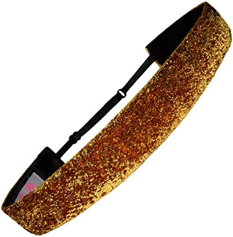 RazzyRoo Adjustable Non Slip Headband "Sparkly Glitter" 1" Wide (Color Options) (Gold)