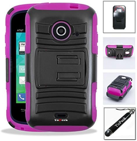 ZTE Whirl 2 / Zinger / Prelude 2 / Z667 Case, ToPerk (TM) Dual Layer Belt Clip Holster Armor Case with Kick Stand & Stylus Pen As Bundle Sale - Pink