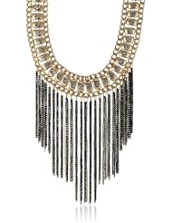 Stone Collar with Chain Fringe Necklace, 14" + 3"