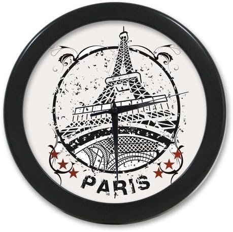 Home Decorative Custom Eiffel Tower in Paris With Stars Celebrating Elegant Wall Clock