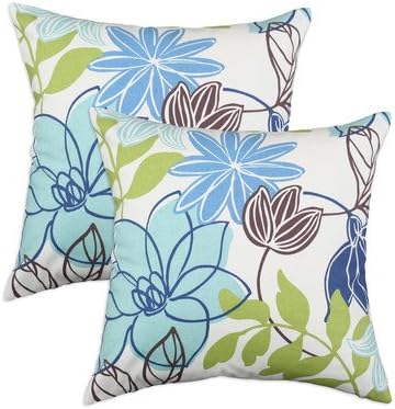 Chooty & CO Monaco Breeze Solid-Back KE Fiber Pillow, 17 by 17-Inch, Set of 2