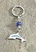 Pewter Dolphin Blue Glass Bead Keychain