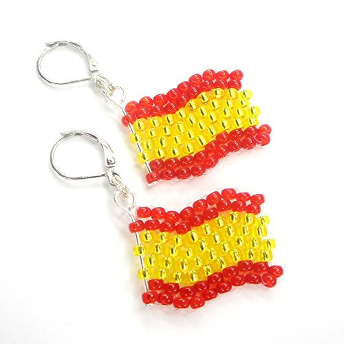 Ohrhänger Ohrringe Flagge Spanien aus Miyuki Beads – WM / EM – Fanartikel – Handarbeit