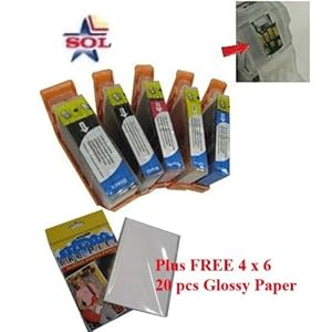 (B, C, M, Y + Pgi-5bk Pigment Black + Free 4 X6 Inkjet Paper) Compatible Canon Cli-8 , Cli8 Ink Cartridges for Canon Pixma Pro9000, Pixma Mp530, Pixma Mp950, Pixma Ip6700d, Pixma Ip4300, Pixma Mp600, Pixma Ip6600d, Pixma Ip4200, Pixma Mp960, Pixma Mp500, Pixma Ip5200 Series, Pixma Mp830, Pixma Mp810, Pixma Mp800