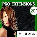 Pro Extensions 20" x 39" #1 Jet Black 100% Clip on in Human Hair Extensions