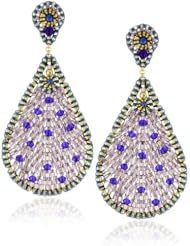 Miguel Ases Blue Quartz and Swarovski Tear Drop Earrings
