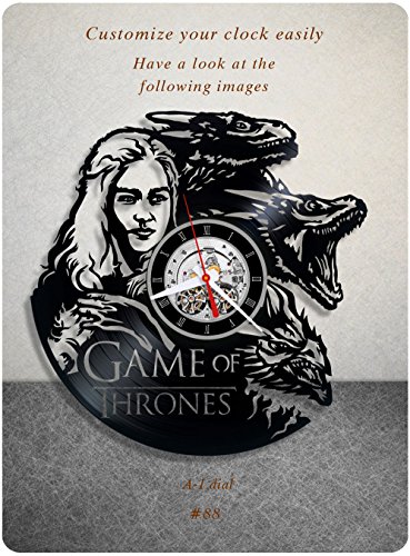 Game of Thrones vinyl clock, vinyl wall clock, vinyl record clock fantasy drama peter dinklage emilia clarke sophie turner wall art home decor 088 - (a1)