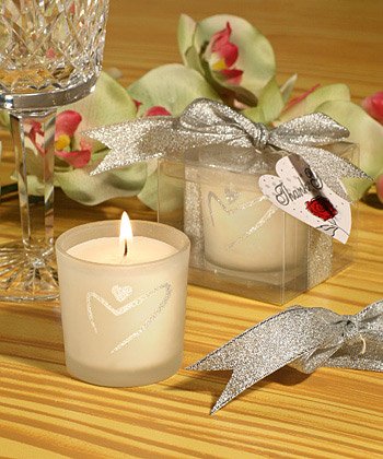 Silver Heart Design Candle Favor (Set of 30) - Wedding Party