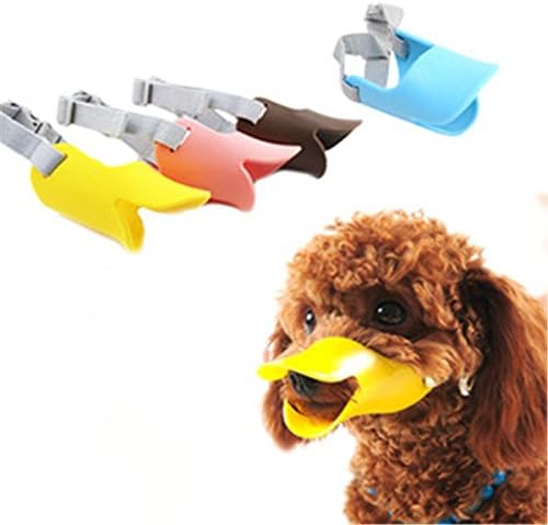 Medium Size Novelty Silicone Duck Mouth Shape Soft Dog Muzzle Adjustable Mask Anti Bite and Bark Yellow Color M