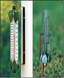 Outdoor Living : Verdigris Finished Brass Thermometer and Rain Gauge Weather Set
