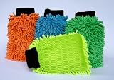Produkt-Bild: Mikrofaser Chenille Reinigungshandschuh - gelb, Unterseite mit Netz
