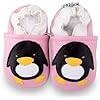 Kidzuu Soft Sole Baby Leather Crib Shoes Pink Penguin