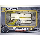 3 Channel FALCON X Electric Mini Indoor Co-Axial Full Metal Body Frame w/Led Lights and Built in Gyroscope R/C Remote Controlled Helicopter (Yellow)