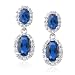 Sterling Silver Simulated Blue Aqua & Cubic Zirconia Double Oval Drop Earrings by Cheline