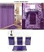 19 Piece Bath Accessory Set Purple Zebra Bathroom Rugs & Shower Curtain & Accessories