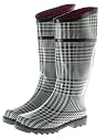 Couture Discount Damenstiefel Regenstiefel Gummistiefel, Kariert, Schwarz Weiß (ST156A)