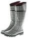Couture Discount Damenstiefel Regenstiefel Gummistiefel, Kariert, Schwarz Weiß (ST156A)