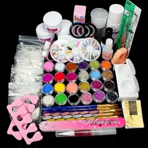 Buy Ry Full Nail Art Set Acrylic Glitter Powder Primer Tip ...