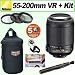 Nikon 55-200mm f/4-5.6G ED IF AF-S DX VR Zoom Nikkor Lens + Accessory Kit w/5 Year Extended Warranrty