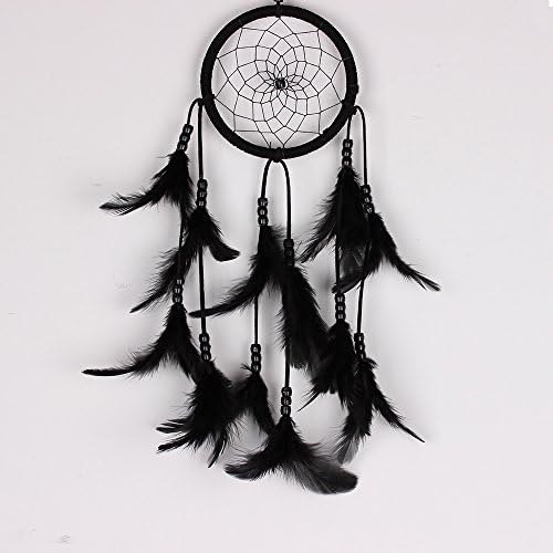 {Factory Direct Sale} Handmade Dream Catcher Circular Net with Feathers Wall Hanging Decoration Decor Ornament Craft Gift New (MS1045-black)