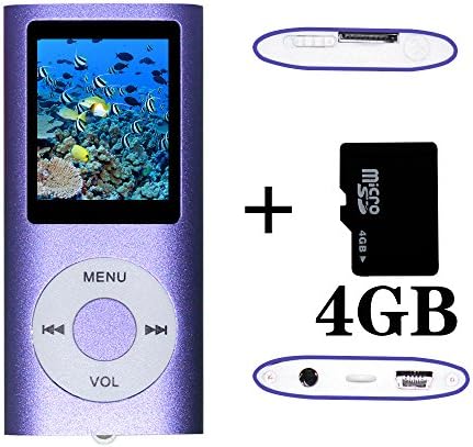 Tom America INC Portable MP4 Player MP3 Player Video Player with Photo Viewer , E-Book Reader , Voice Recorder + 4 GB Micro SD Card (Purple)