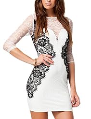 Sexy Round Neck Elbow Length Sleeves Lace Jumpsuit/Mini Dress 