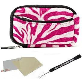 Magenta and White - Black Trim Slim Protective Soft Fur Zebra Pattern Cover Carrying Case... by eBigValue