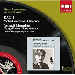 Bach Violin Concertos Chaconne by Yehudi Menuhin, George Enescu, Bach, Pierre Monteux, and Orchestre Symphonique de Paris