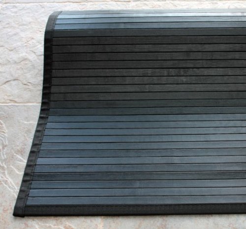 Natural Fiber Bamboo Area Rug 8x10 Black Carpet