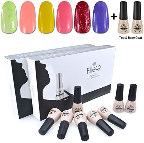 Qimisi Gelpolish 6 Colours Soak-off Gel Polish Lacquer UV LED Top Base Coat Manicute Kit C082