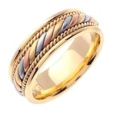14K Tri Color Gold comfort fit candy cane Braided Women's Wedding Band