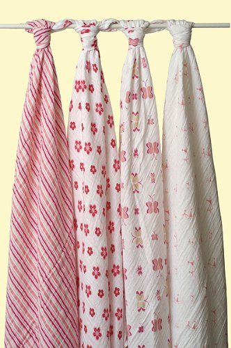 Aden & Anais Muslin Baby Wraps 4 Pack Princess Posie Swaddle Blanket