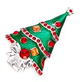 Pugster Red Yellow Shinning Stars Aganist Green Christmas Tree Brooches And Pins