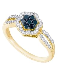 0.32CTW BLACK DIAMOND FLOWER RING