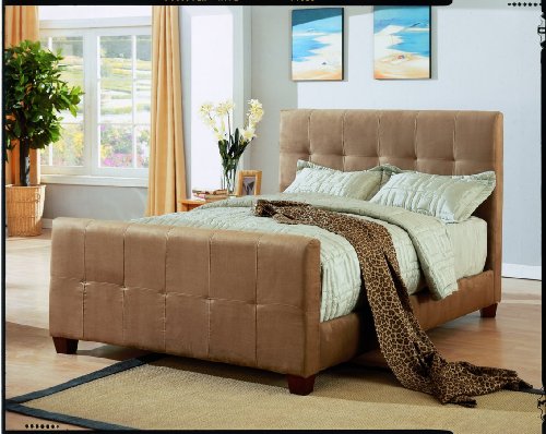 Contemporary Designed Peat Microfiber Queen Size Bed