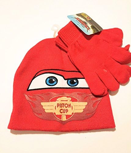 Cars Lightning McQueen Knit Beanie Cap and Gloves