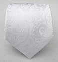 100% Silk Woven White Paisley Tie