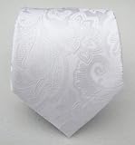 100% Silk Woven White Paisley Tie