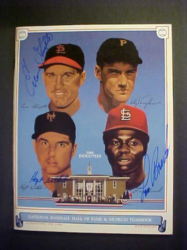 Lou Brock & Enos Slaughter St. Louis Cardinals & Hoyt Wilhelm New York Giants Autographed 1985 National Baseball Hall Of Fame & Museum Yearbook