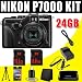 Nikon Coolpix P7000 10.1 MP Digital Camera with 7.1x Wide Zoom NIKKOR ED Glass Lens + 24GB SDHC DavisMAX HDMI Bundle