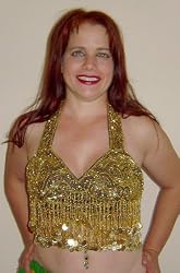 Gold Halter Bra Cover with Gold Beads, Sequins and Coins